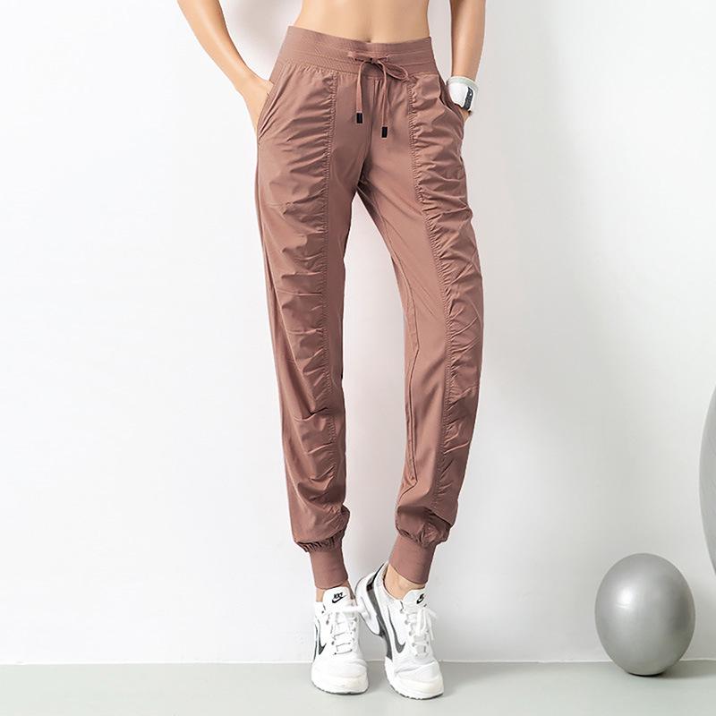 Lulu Women's Lightweight Quick-Dry Pleated Joggers - Breathable, Loose, Slimming, Casual Fitness Pants for Summer Running