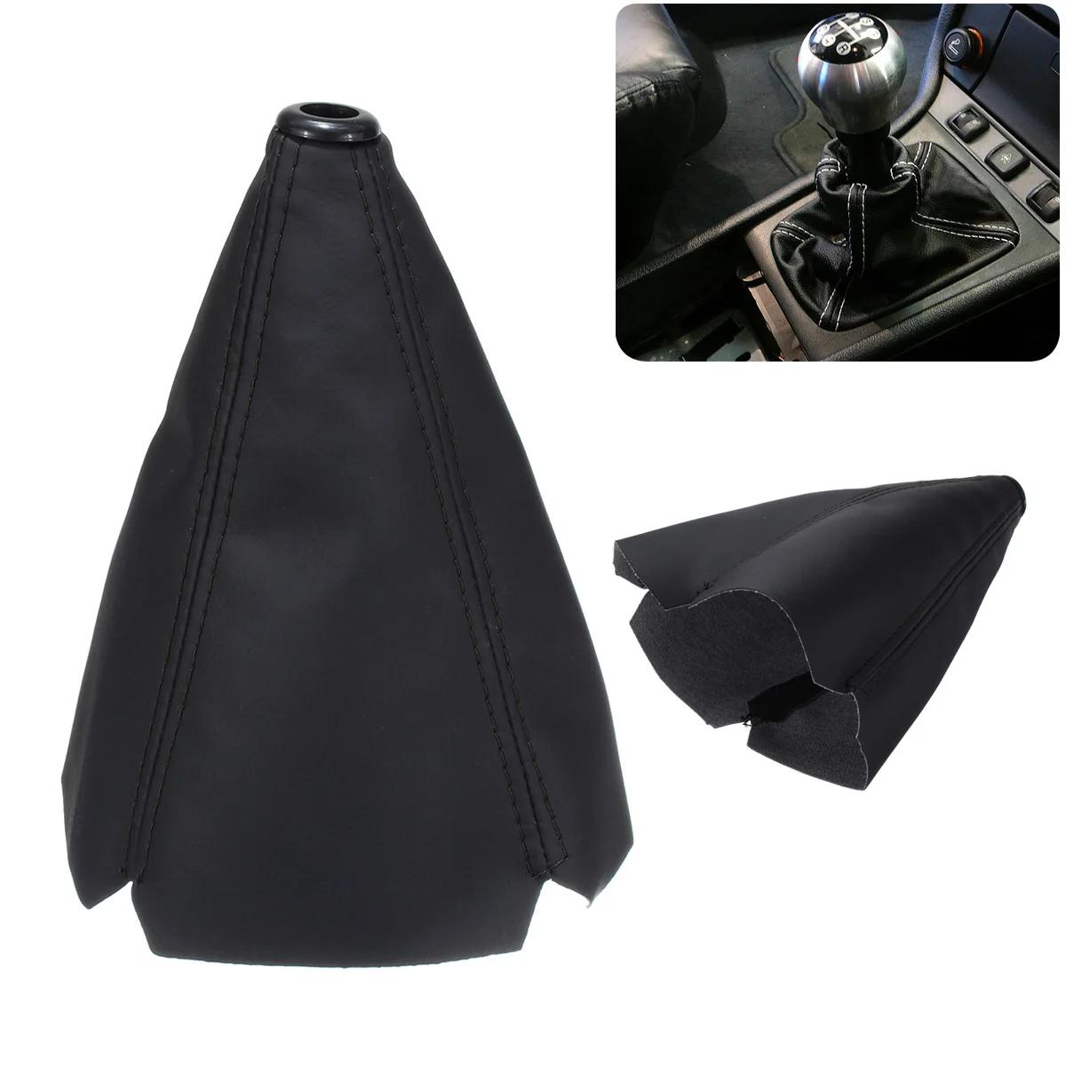 16mm Universal PU Leather Car Auto Gear Shift Collars Carbon Fiber Car Manual Shifter Gear Shift Boot Cover Gaiter чёрный