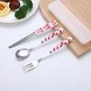 Stainless Steel 3-Piece Portable Cutlery Set: Chopsticks, Spoon & Fork - Sleek Design, Ideal for Students & Gifts