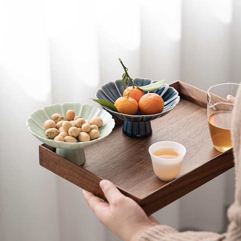 Shixun Lotus Petal High-Foot Ceramic Fruit Plate