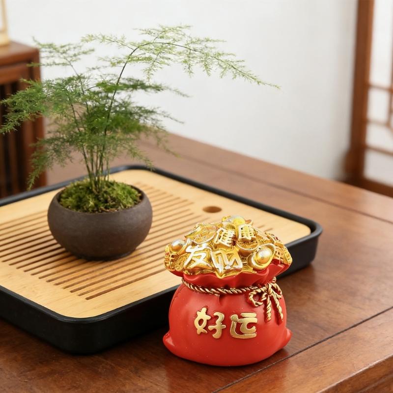 Resin Money Tree Statue Money Tree Figurines Sculptures Fengshui Ornament for Attraction Wealth Good Luck New Years Gift
