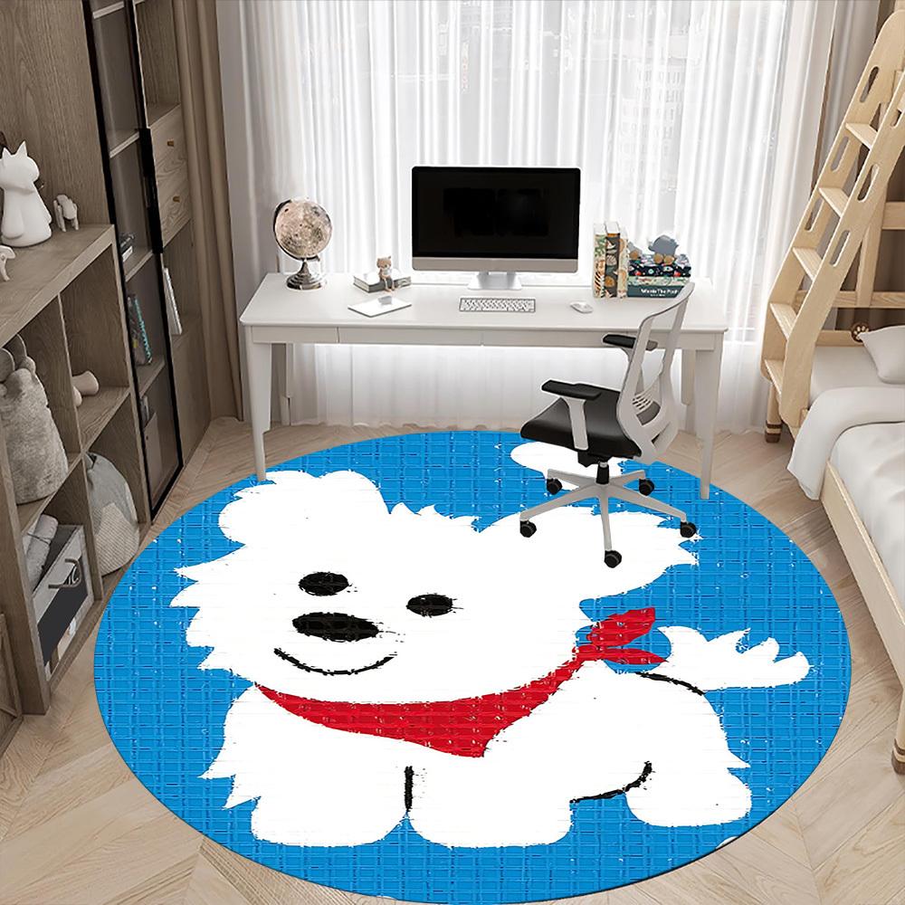 1PC Puppy Love Office Round Area Rug, Mat Suitable For Office, Under Office Chairs Bedroom Living Room Home Decor, Room Deco