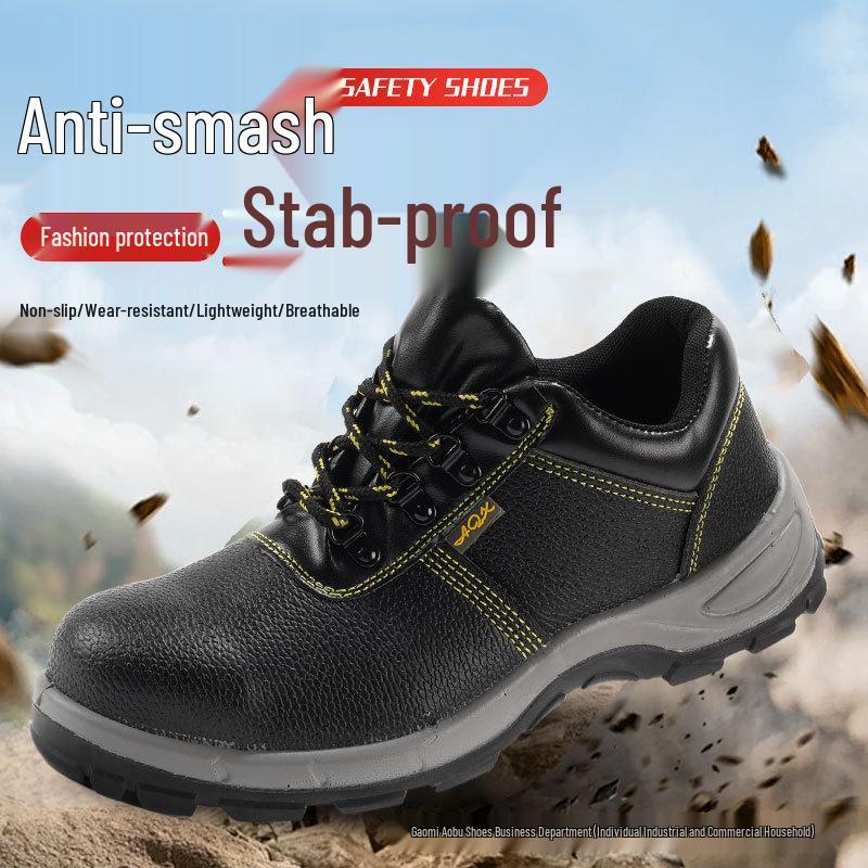 

Microfiber Leather Safety Work Shoes: Anti-Smash, Puncture-Resistant, Lightweight, Breathable, Anti-Scald for Welders 8106 Black (All-Season); 40