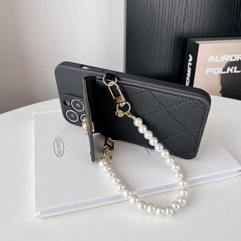 Pearl Strap Case For Samsung Galaxy S26 S24 FE S25 S23 Ultra S21 S22 Plus Wallet Card Flower Crossbody Cord Lanyard Bag Cover