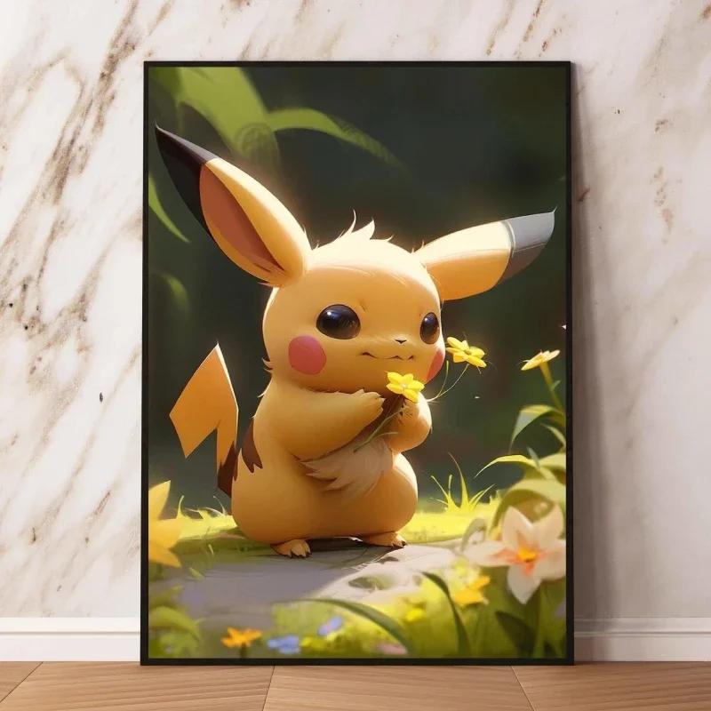 Pikachu Canvas Prints Cute Anime Poster Decor Paintings Modern Living Room Cartoon Character Picture Wall Decor Gifts