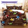 M&M's Bettwäsche mit individuellem Namensmuster, Steppbett-Set, Bettbezug, Kissenbezug, Heim-Geburtstagsgeschenk(1 Bettbezug + 2 Kissenbezüge, ohne Füllung)