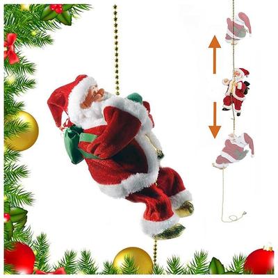 Santa Claus Musical Climbing Rope Christmas, Climbs Up and Down,Battery Operated Climbing Santa with Light Music and Sound