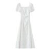 Elegant French White Summer Dress - Designer Style, Slim Fit, Long Skirt