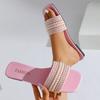 Women's Flat Bottom Sandals Summer Style Beaded Rhinestone Shoes Womens Outdoor Slippers