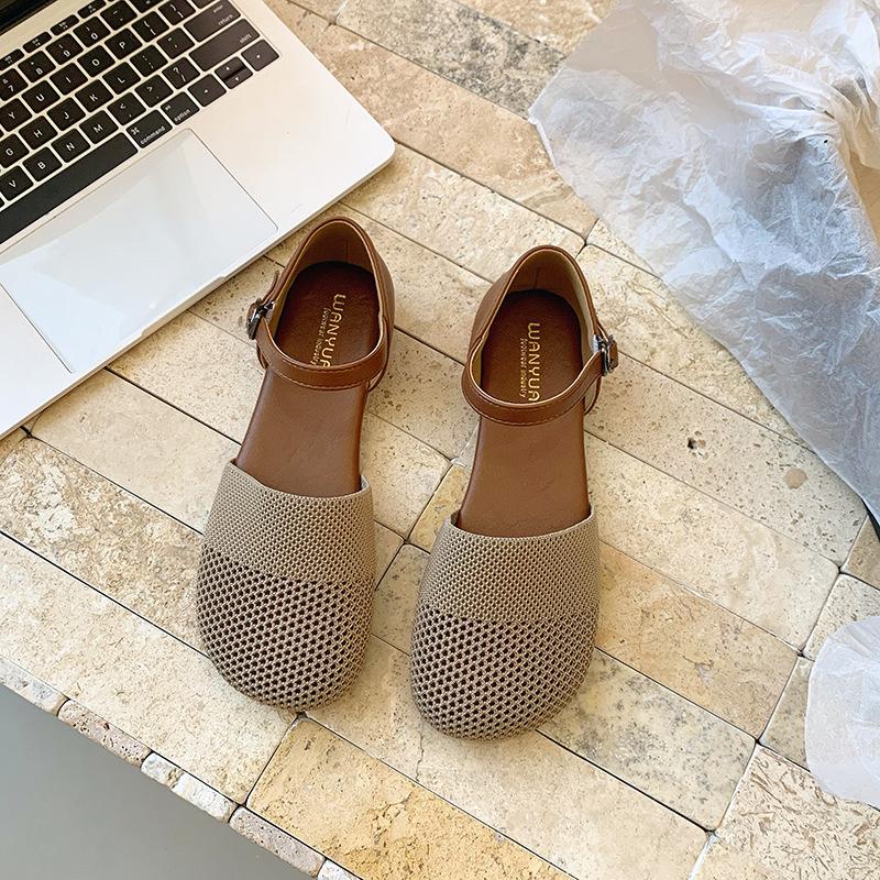 Fashion Weave Women's Shoes 2025 Fashion Buckle Strap Sandals Vintage Soft Sole Comfortable Casual Flat Sandals Lightweight Size 35-40