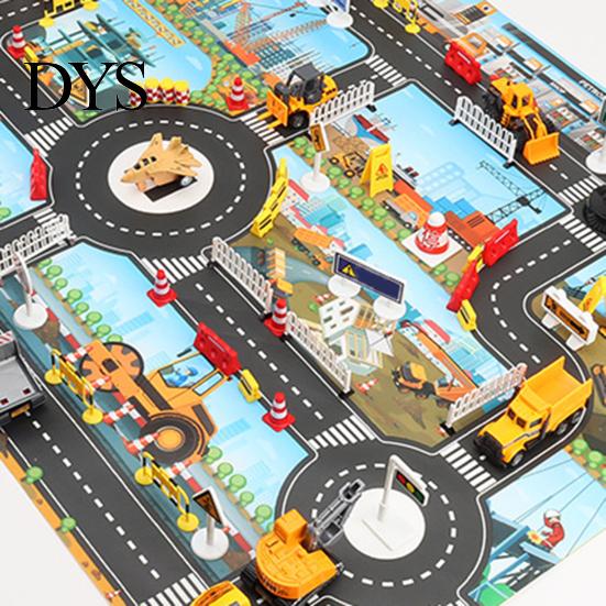 Model Decor Game Mat Identify Ability Vivid Fabric Urban Construction Engineering Small Map Toy for Kids Road Sign