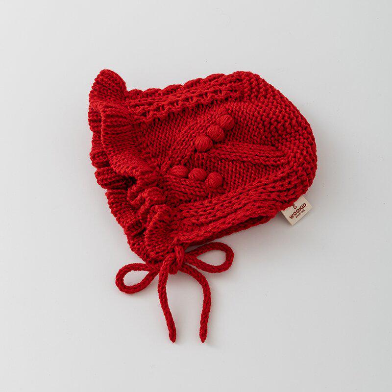 Korean-Style Hand-Knitted Wool Hat for Newborns – Warm, Windproof, and Ear-Protective for Boys and Girls.