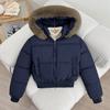 Short fur collar hooded cotton-padded women, thickened and loose small bread clothes and cotton-padded jackets in winter