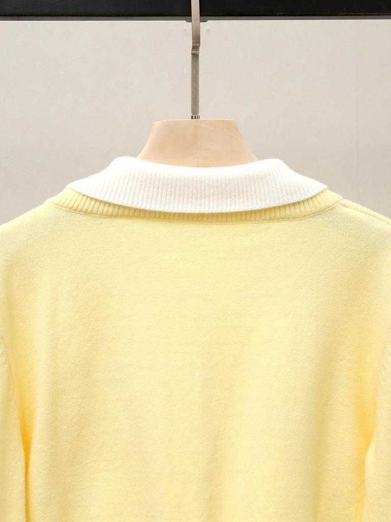 Autumn Sweet Style Two-Piece Knit Sweater with Turn-Down Collar