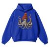 Bere Takmış Komik Ahtapot Grafik Kapüşonlu Sweatshirt Erkek Kadın Moda 90lar Vintage Uzun Kollu Oversize Polar Sweatshirt