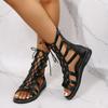 Sandalias informales huecas para Mujer, zapatos De punta abierta con correa cruzada, cuñas De verano, talla grande 41,