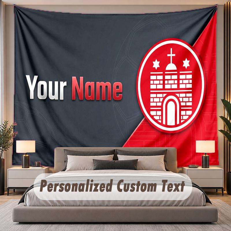 Benutzerdefinierter Namens-Text-Wandteppich FC St. Pauli Personalisierte Polyester Wandteppich Für Schlafzimmer Und Zimmer