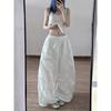 Womens White Loose Fit Cargo Pants Thin Quick Dry Nylon Streetwear Joggers Jazz Dance
