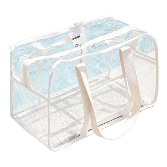 Swimming Bag, Waterproof PVC Large Capacity Beach Bag, Portable with Zipper/Button Closure Storage Bag, for Toiletry Cosmetics Organize