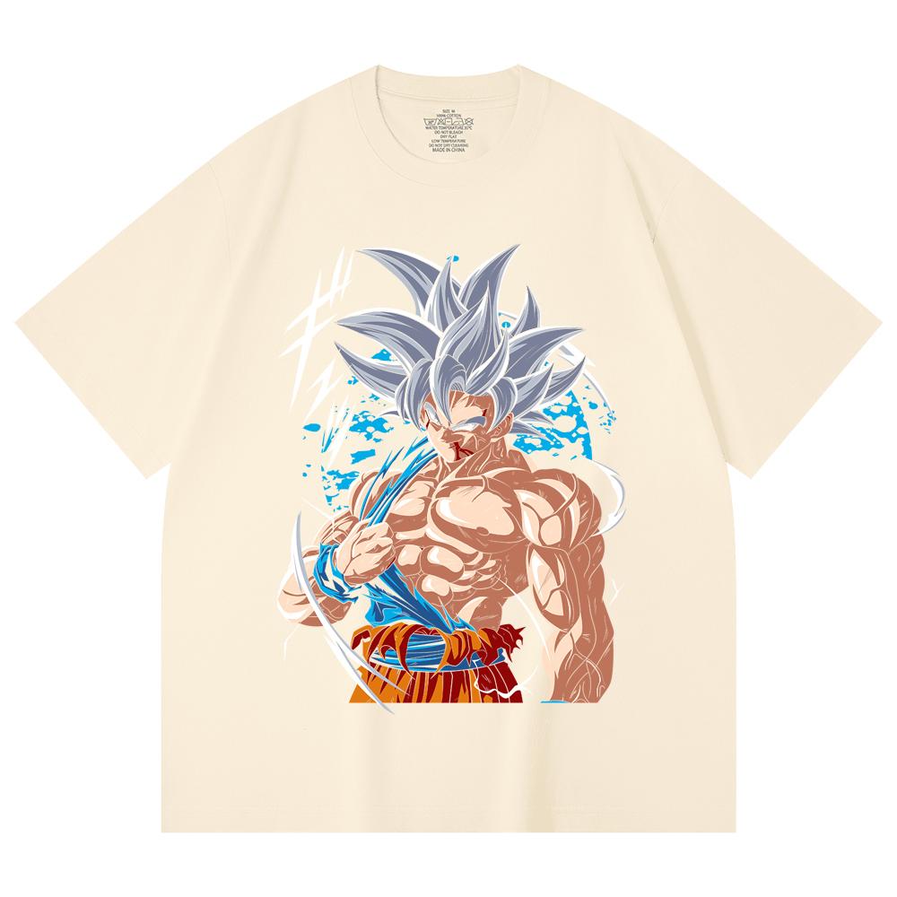 230 Gsm 100% Cotton Dragon Ball V47 Goku Ultra Instinct Print Unisex Heavy Cotton T Shirt