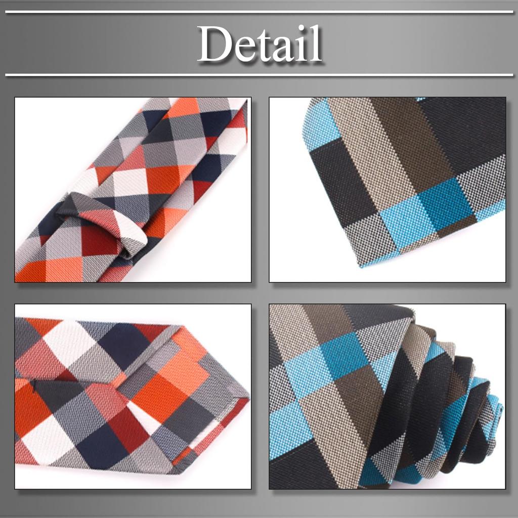 [Buzz Selection] Men's Checkered Necktie, BusinessCasual Style, Washable, Polyester, AC420 (Red)