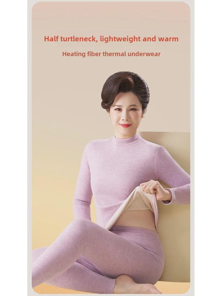 Niemiecki jesienny garnitur z kaszmiru: Damski sweter i spodnie z bawełny termicznej dla osób starszych