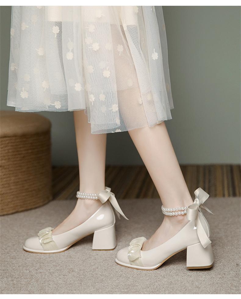 Trendy brand French temperament high heels women's thick heels 2025 spring fairy style bridesmaid single shoes retro Mary Jane shoes