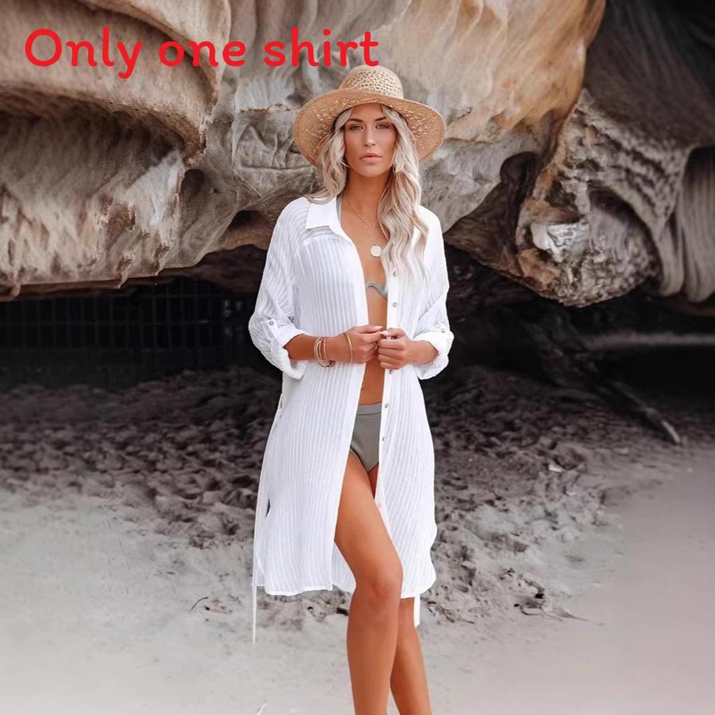 Polyester Beach Shirt With Long Sleeves For Summer Vacation And Sun Protection