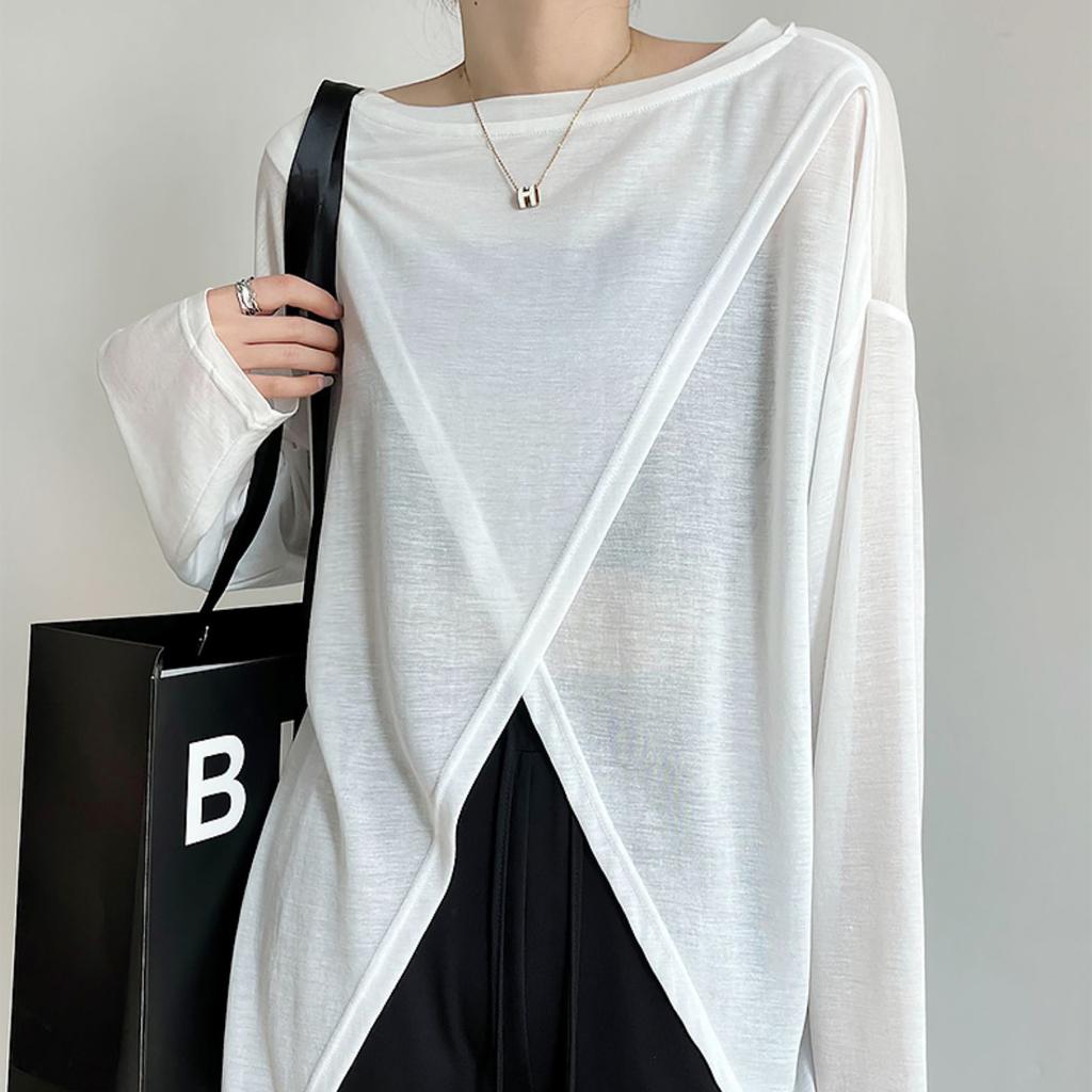 Ice Silk Sun Protection Clothing for Women In Summer Youthful Thin and Breathable Design Niche Thin Long Sleeved Top