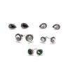 5 Pairs Retro Bohemia Style Earring Set Shimmer Crystal Ear Studs