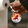 2026 Horse Year Design Dome Glass Alloy Keychain Zodiac Pony Pattern Pendant Backpack Hanging Decor Car Keyring New Year Gift