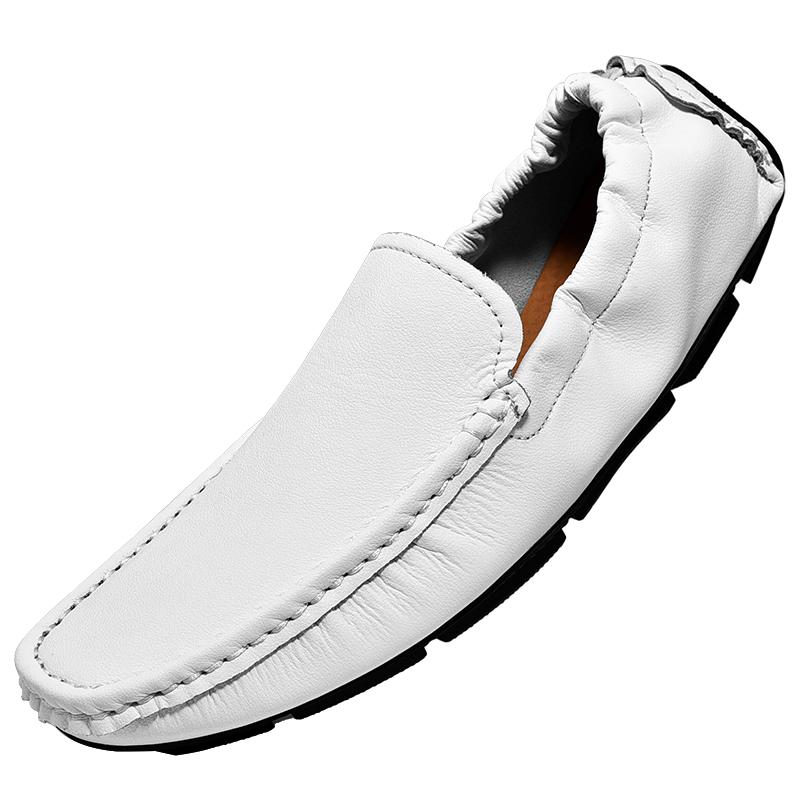 Fashion Genuine Leather Men Loafers Shoes High Quality Moccasins Driving Shoes Green Orange Office Shoes Casual Loafers Big Size 38-49