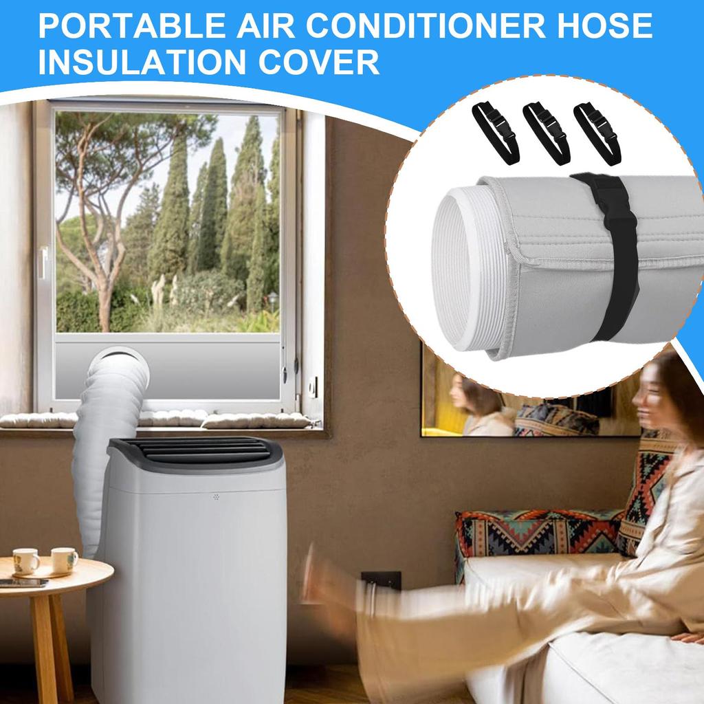 Air Conditioner Hose Protection Cover Insulated AC Hose Duct Vent Cover with 3 Ties Easy Installation for 5.9 Inch Air Condition