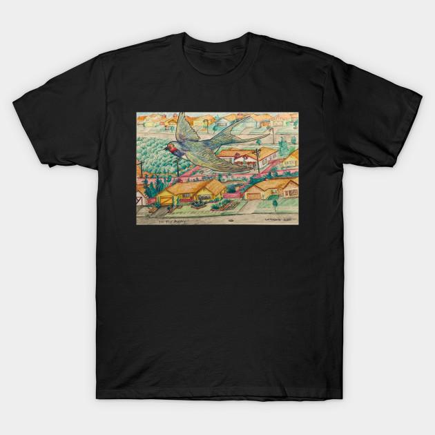 Men Black Print T-shirt I Ll Fly Away No-Cut Transfer Paper Print Cotton Tshirt 2XL чёрный
