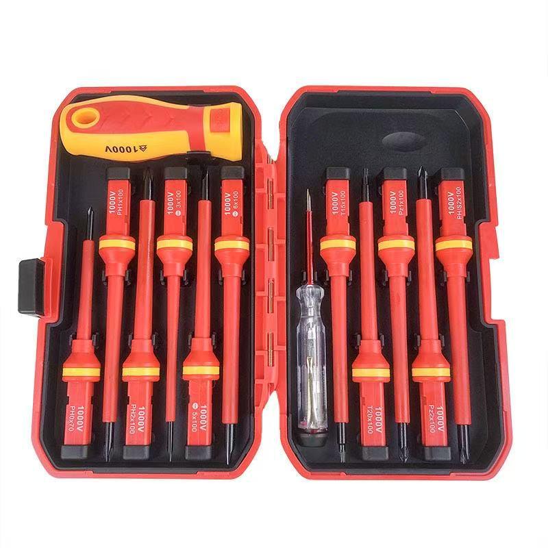 

High-Voltage Resistant Electrician Screwdriver Set with Phillips, Flathead, and Integrated Voltage Tester