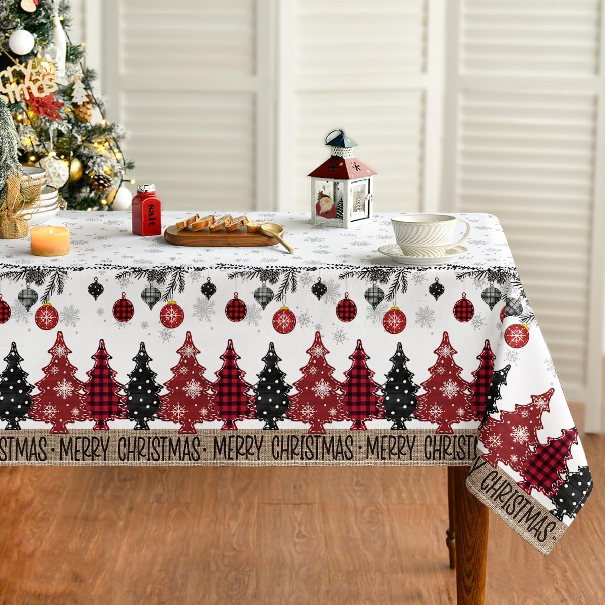 

Merry Christmas Pine Snow Xmas Ball Waterproof Tablecloth Table Decor Winter Xmas Kitchen Dining Tablecloth Christmas Decoration 50x50cm napkin
