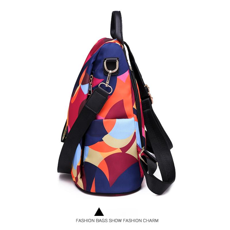 Outdoor Leisure Female Travel Bags Trendy Multiple Purpose Women's Backpack with Bear Pendant Colorful Printed Quality Oxford Shoulders Bag for Mother