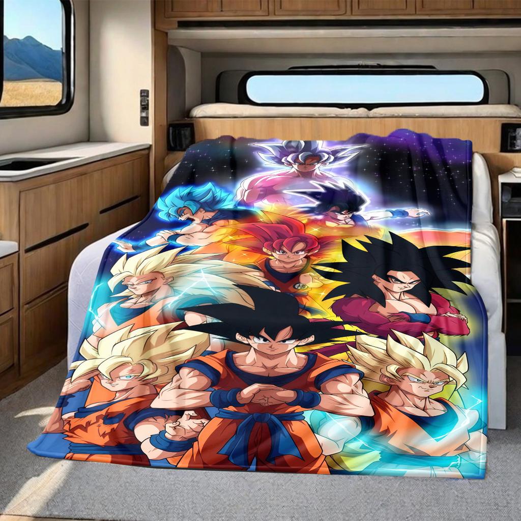 1 Stück Son Goku Druck Flanelldecke, Hohe Qualität für alle Jahreszeiten, Heimdekoration, Wärme und Komfort, Perfekt für Weihnachtsgeschenke