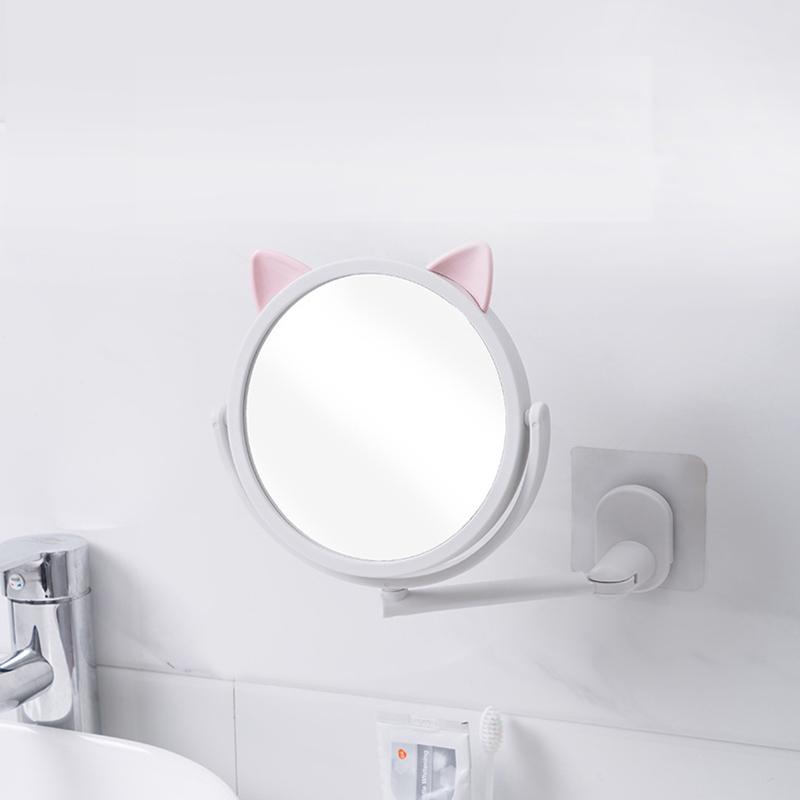 Wall Mounted Foldable Extending Arm Bathroom Mirror With Swivel Suction For Cosmetic Makeup No Drill Required