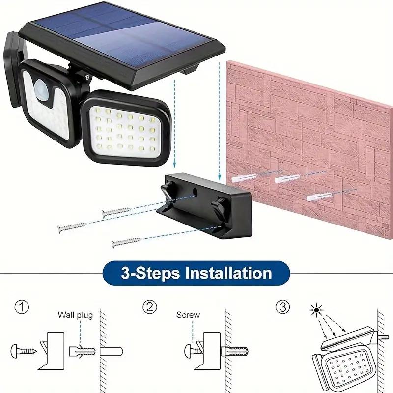 Solar Outdoor Lights: 74LED Outdoor Solar Lamp, Wall-mounted with Motion Sensor, Perfect for Garden, Courtyard, Garage, Porch.