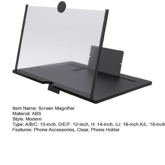 10/12/14/16/18-Inch Phone Screen Magnifier Foldable Phone Holder with Screen Enlarger Amplifier Movies Videos Smartphone Screen
