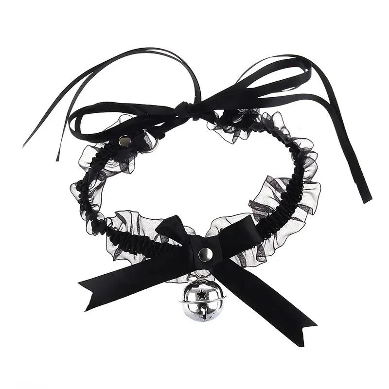 1 Pcs Women Gothic Simple Sexy Lace Collar Pendant Bow New Fashion Knot Bell Choker Necklace Neck Dress Girls Party Gift Jewelry