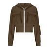 Women's Fashionable Solid Color Long Sleeved Buttoned Pocket Casual Lightweight Cotton Jacket