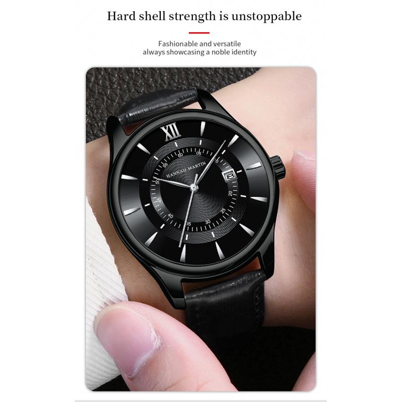 Neue Doppelskalen-Kalenderuhr Herren Casual Business Wasserdichte Quarzuhr