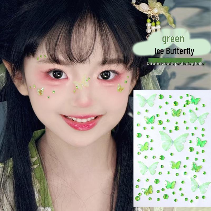 Αυτοκόλλητα Προσώπου Πεταλούδα & Διαμάντι για Παιδικό Μακιγιάζ Σκηνής