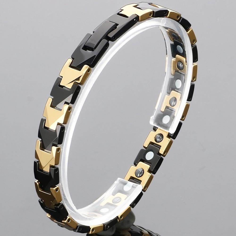 Pánský zdravotní náramek Silný magnetický a Germaniový kámen Kulky Styl Wolframová ocel Článkový řetízek Náramky pro muže Šperky Žena