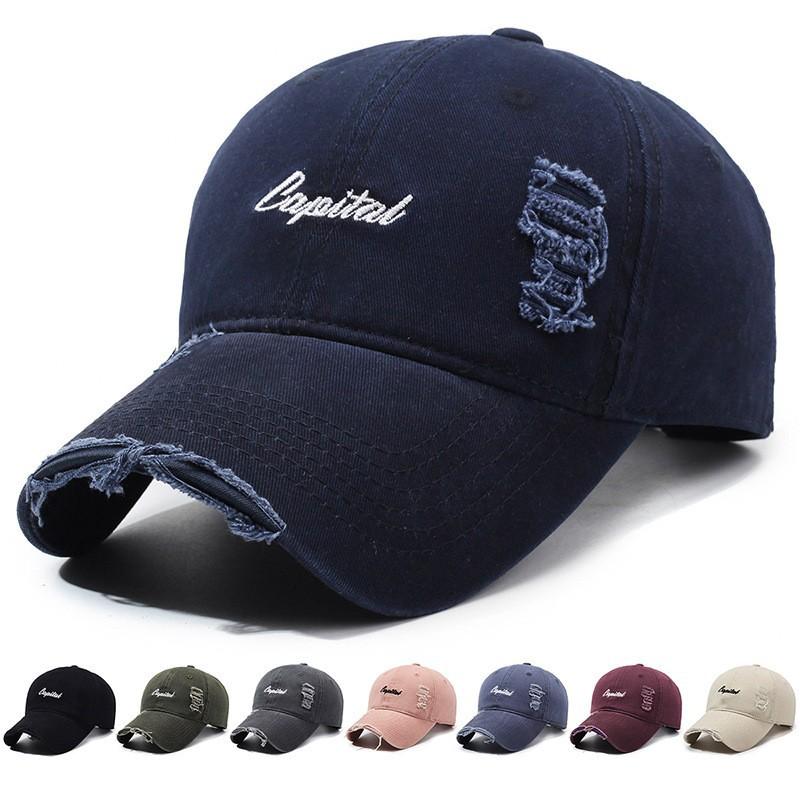 Spring and Autumn Outdoor Shade Letter Embroidery Soft Top Ripped Cap Men's and Women's Retro Old Washed Baseball Cap