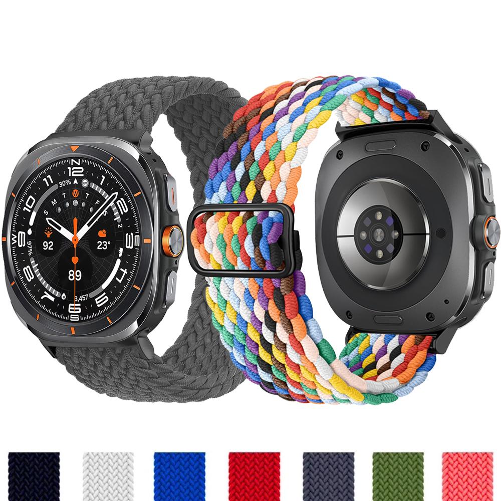 Braided Loop For Samsung Galaxy Watch 7 Ultra Band 47mm Adjustable Metal Connector Nylon Bracelet Galaxy Watch Ultra Strap 47 Mm