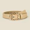 Cintura da Donna in Ecopelle PU con Fibbia Rotonda in Lega - Accessorio Casual Versatile