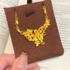 Three Lives Floral Necklace for Women: Imitation Sand Gold Wedding Jewelry Set